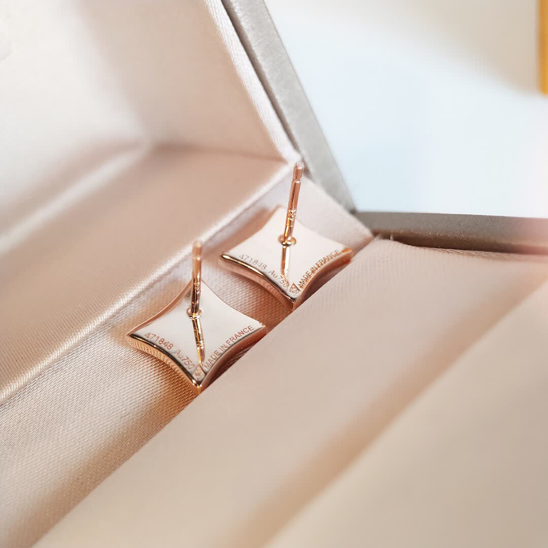 Louis Vuitton Gold Flower Earrings with Opal and Diamond Accents